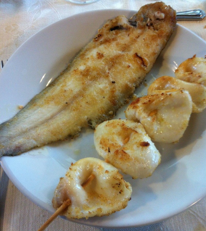 Fresh sole and squid, Broth of the Devil, Porto Recanti