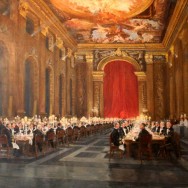 A painting of the Painted Hall, Greenwich, on display at The Naval Club, Mayfair.